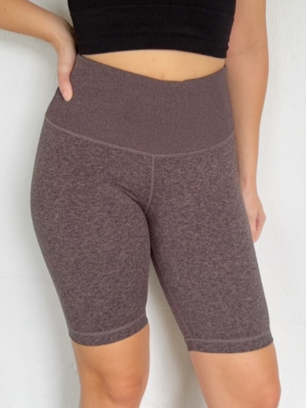 Yogalicious LUX heather purple high rise spandex stretch bike shorts size small